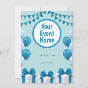 Invitación Adorno de Globo Azul
