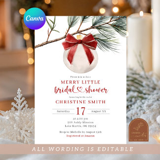 Invitación Adorno de lazo rojo de invierno Merry Little Brida