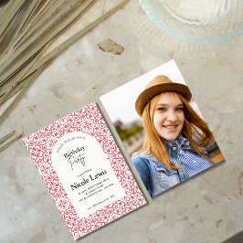 Invitación Adorno de Mandala y Patrón Árabe Carmesí