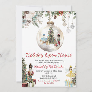 Invitación Adorno de Navidad Casa Abierta de Cascanueces