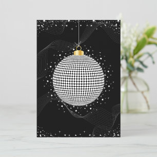Invitación Adorno de Navidad de Bola de Disco Elegante
