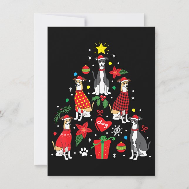Invitación Adorno de Navidad de Galgo Italiano para Árbol Mad (Anverso)