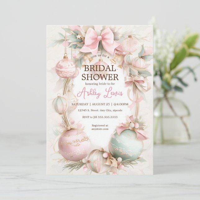 Invitación Adorno de Navidad ornamento de lujo (Anverso de pie)