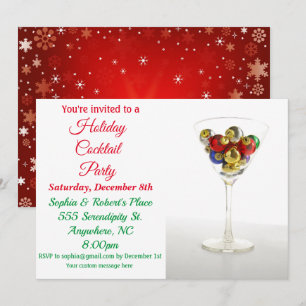 Invitación Adorno de Navidad para Fiesta de Cóctel Martini