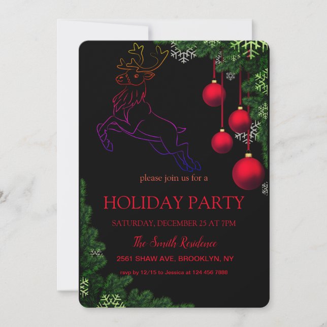 Invitación Adorno de Navidad Reno (Anverso)