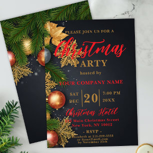 Invitación Adorno de Oro de Carbón Fiesta de Navidad Corporat