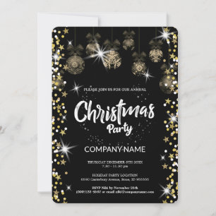 Invitación Adorno de oro de Navidad, diamantes, copos de niev