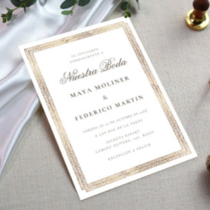 Invitación Adorno Dorado Vintage Elegante Nuestra Boda Boda