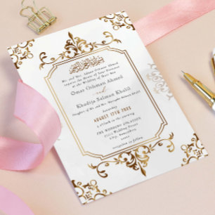 Invitación Adorno dorado y crema Boda islámica vintage