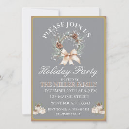 Invitación Adorno Fiesta de Navidad de Oro y Plata