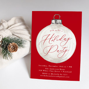 Invitación Adorno Navideño Elegante Rojo Fiesta de Vacaciones