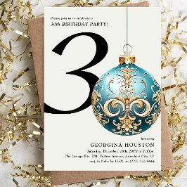 Invitación Adorno Navideño Festivo Cumpleaños 30