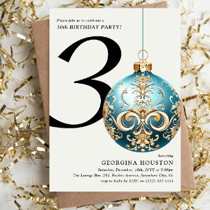 Invitación Adorno Navideño Festivo Cumpleaños 30