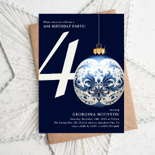 Invitación Adorno Navideño Festivo Cumpleaños 40