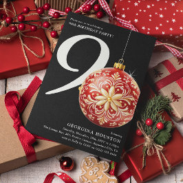 Invitación Adorno Navideño Festivo Cumpleaños 90
