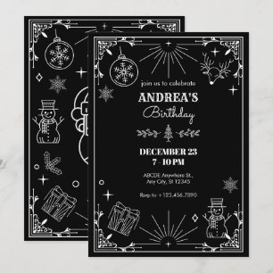 Invitación Adorno navideño negro art déco