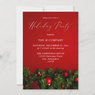 Invitación Adorno Rojo y Guirnalda de Fiesta