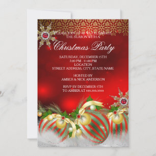 Invitación Adornos de acebo de plata roja dorada Fiesta de Na