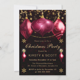 Invitación Adornos de Ágata Borgoña para Cena de Navidad