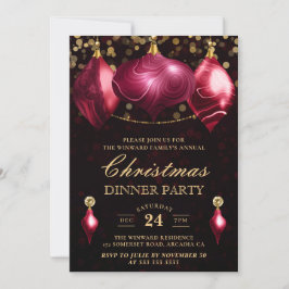 Invitación Adornos de ágata burgundy elegantes para la cena d