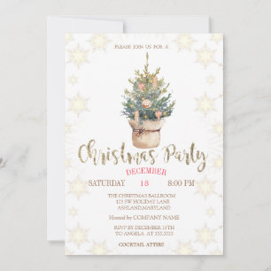 Invitación Adornos de árboles de pino Copos de nieve Fiesta d