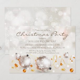 Invitación Adornos de Bolas Elegantes Fiesta de Navidad de la