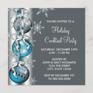 Invitación Adornos de copos de nieve azul turquesa Fiesta de 
