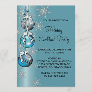 Invitación Adornos de copos de nieve azul turquesa Fiesta de