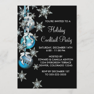 Invitación Adornos de copos de nieve azul turquesa Fiesta de 