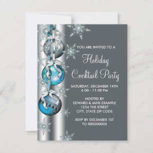 Invitación Adornos de copos de nieve azul turquesa Fiesta de