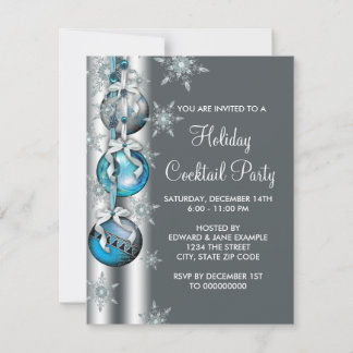 Invitación Adornos de copos de nieve azul turquesa Fiesta de 