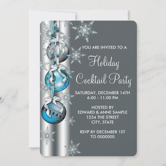Invitación Adornos de copos de nieve azul turquesa Fiesta de  (Anverso)