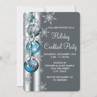 Invitación Adornos de copos de nieve azul turquesa Fiesta de 
