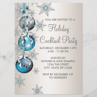 Invitación Adornos de copos de nieve azul turquesa Fiesta de