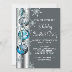 Invitación Adornos de copos de nieve azul turquesa Fiesta de