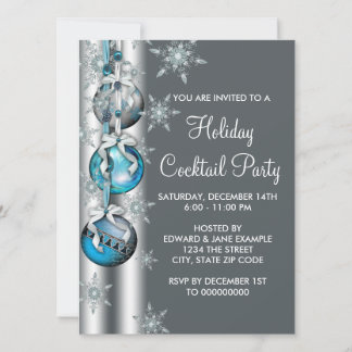 Invitación Adornos de copos de nieve azul turquesa Fiesta de 