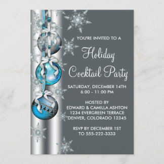 Invitación Adornos de copos de nieve azul turquesa Fiesta de 