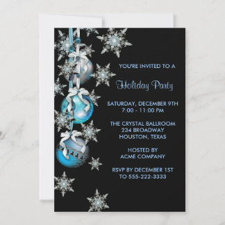 Invitación Adornos de copos de nieve azul turquesa Fiesta de 