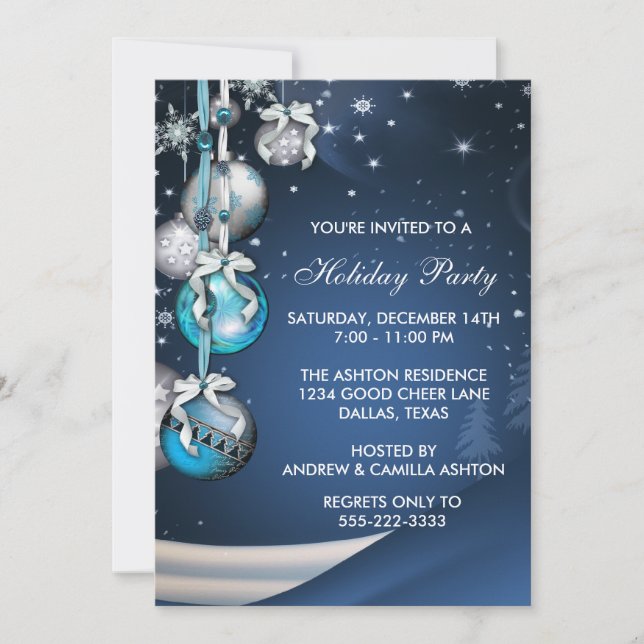 Invitación Adornos de copos de nieve azul turquesa Fiesta de  (Anverso)