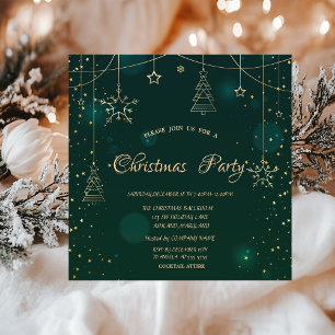 Invitación Adornos de copos de nieve dorados Navidad corporat