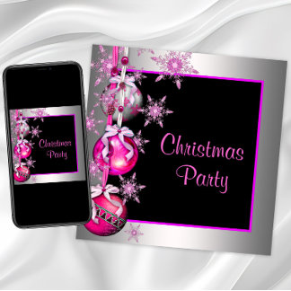 Invitación Adornos de copos de nieve rosa caliente fiesta de 