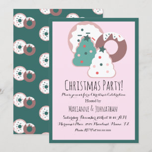 Invitación Adornos de Donut para Golosinas de Navidad Tema de