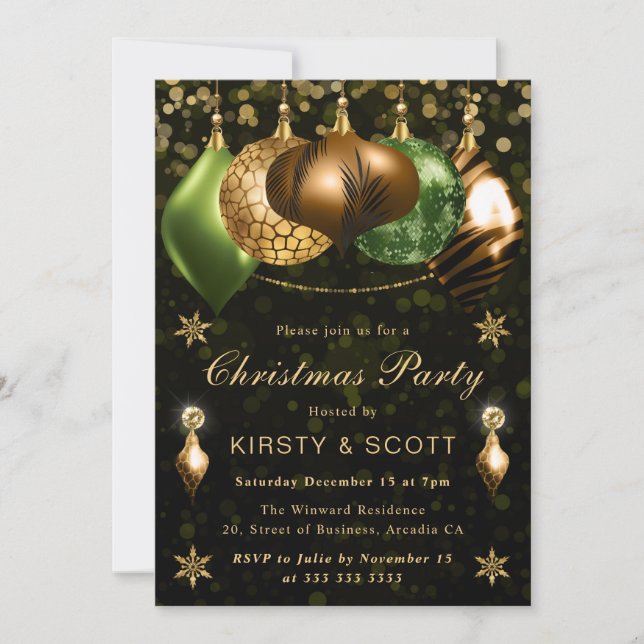 Invitación Adornos de Fauna de Safari para Fiesta de Navidad (Anverso)