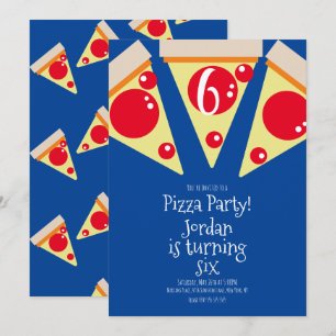 Invitación Adornos de fiesta de porciones de pizza geométrica