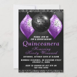Invitación Adornos de Halloween Morados Negros Invit Quinceañ