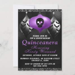 Invitación Adornos de Halloween Morados Negros Quinceañera