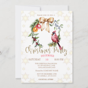 Invitación Adornos de Navidad Copos de Nieve Bayas de Acebo C