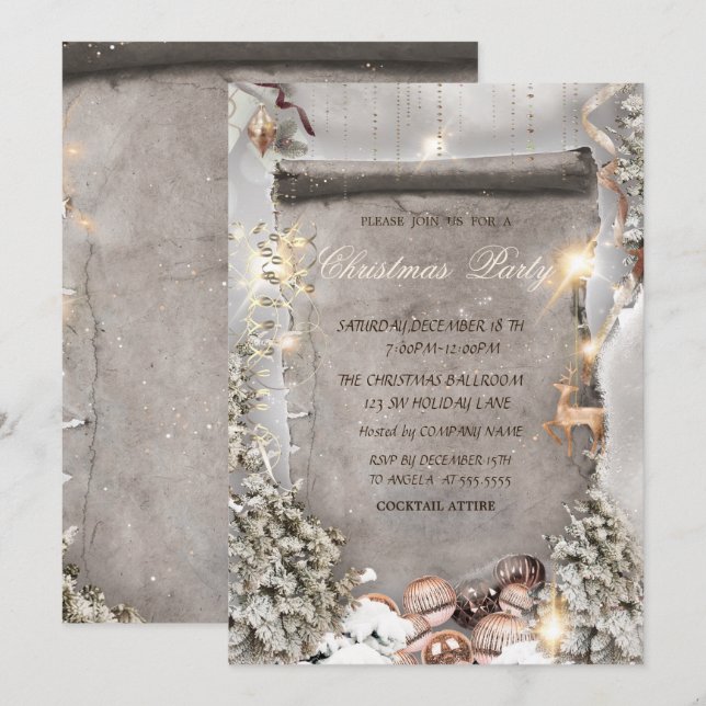 Invitación Adornos de Navidad, Empresa de Navidad de Pino (Anverso / Reverso)