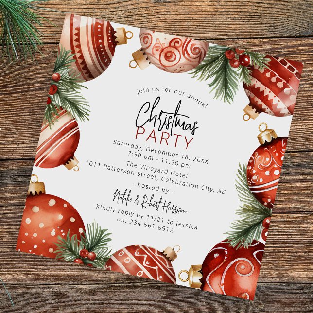Invitación Adornos de Navidad para árbol de Navidad Rojo y Do (Subido por el creador)