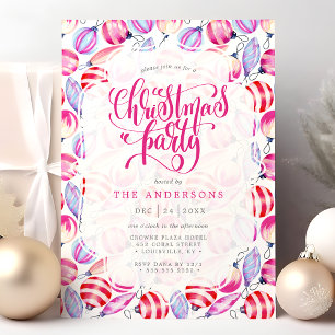 Invitación Adornos de Navidad Patrón de Acuarela Fiesta